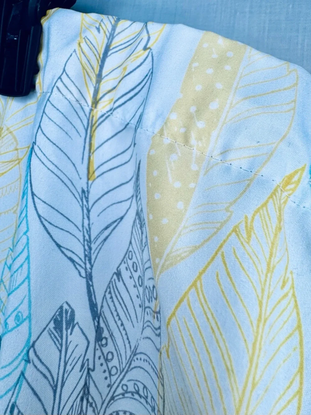 Feather Print Shower Curtain in Yellow, Teal & Gray